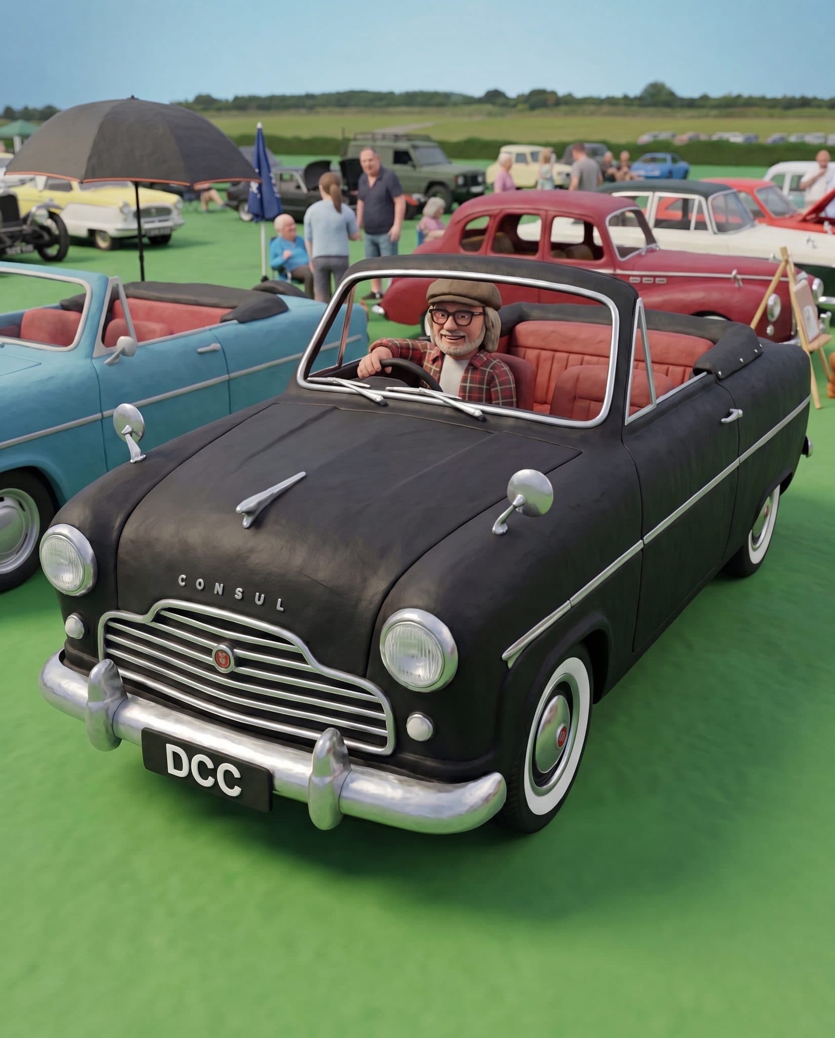 Claymation model scene of the Junk & Disorderly visit to Dean's Ford Consul, made by DCC